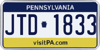 PA license plate JTD1833