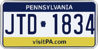 PA license plate JTD1834