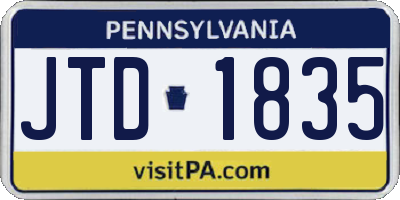 PA license plate JTD1835