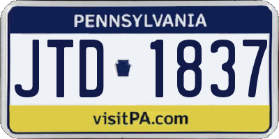 PA license plate JTD1837