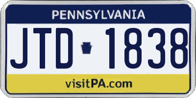 PA license plate JTD1838