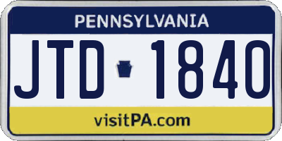PA license plate JTD1840
