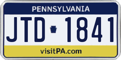 PA license plate JTD1841