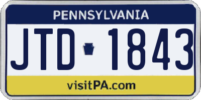 PA license plate JTD1843