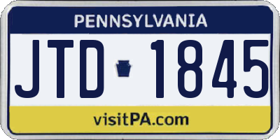 PA license plate JTD1845