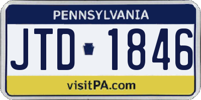 PA license plate JTD1846