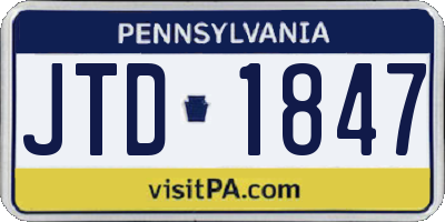 PA license plate JTD1847