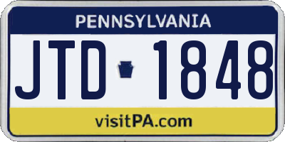 PA license plate JTD1848
