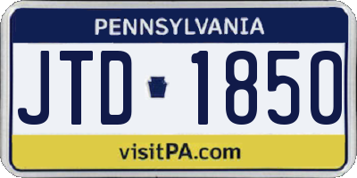 PA license plate JTD1850