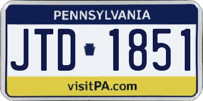 PA license plate JTD1851