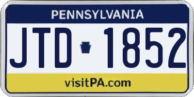PA license plate JTD1852