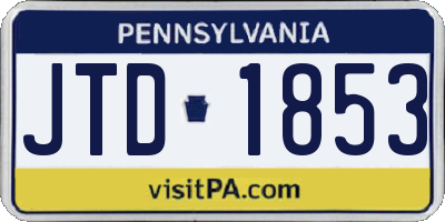 PA license plate JTD1853