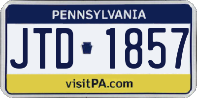 PA license plate JTD1857