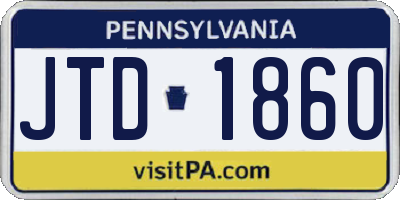 PA license plate JTD1860
