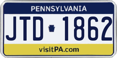 PA license plate JTD1862