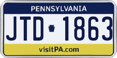 PA license plate JTD1863