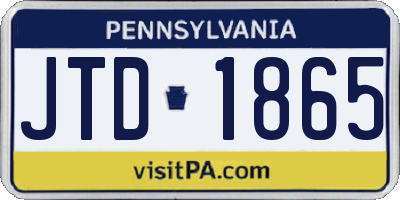 PA license plate JTD1865