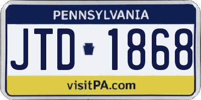 PA license plate JTD1868