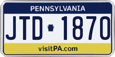PA license plate JTD1870