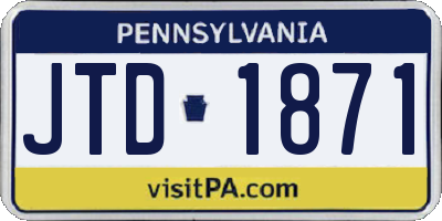 PA license plate JTD1871