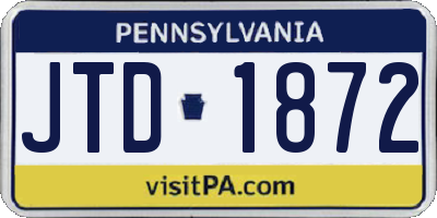 PA license plate JTD1872