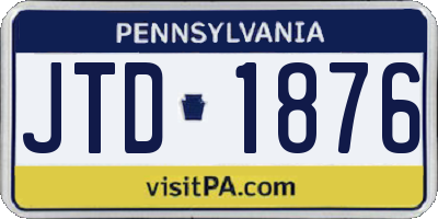 PA license plate JTD1876
