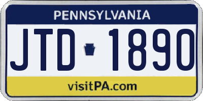 PA license plate JTD1890