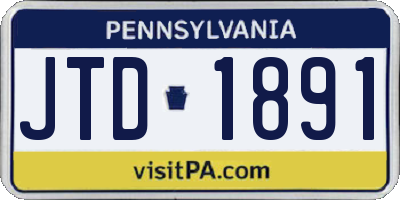 PA license plate JTD1891