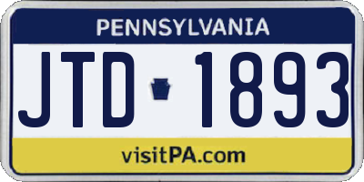 PA license plate JTD1893