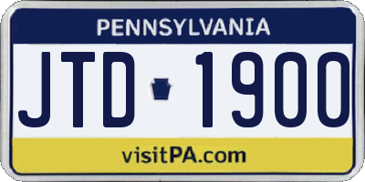 PA license plate JTD1900