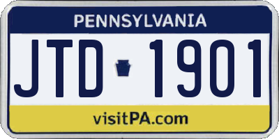 PA license plate JTD1901