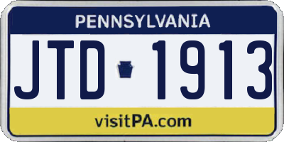 PA license plate JTD1913