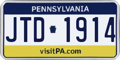 PA license plate JTD1914