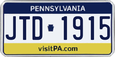 PA license plate JTD1915