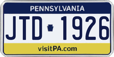 PA license plate JTD1926