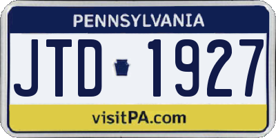 PA license plate JTD1927