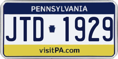 PA license plate JTD1929
