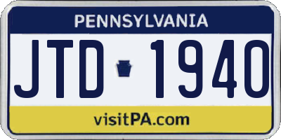 PA license plate JTD1940
