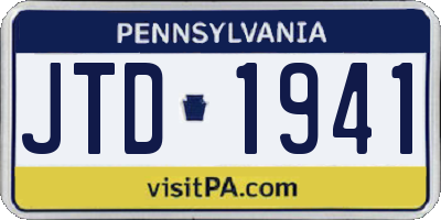PA license plate JTD1941