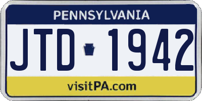 PA license plate JTD1942