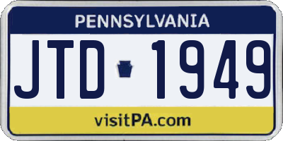 PA license plate JTD1949