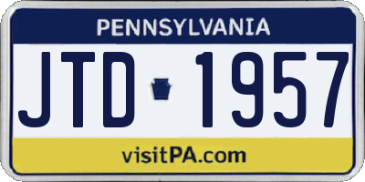 PA license plate JTD1957