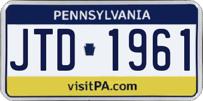 PA license plate JTD1961