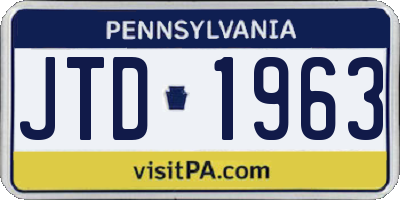 PA license plate JTD1963