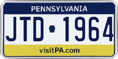 PA license plate JTD1964