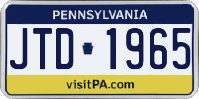 PA license plate JTD1965