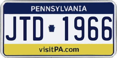 PA license plate JTD1966