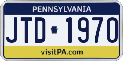 PA license plate JTD1970