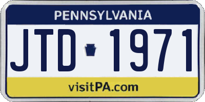 PA license plate JTD1971