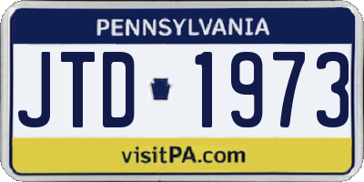 PA license plate JTD1973